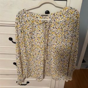 Pleione Cream Tie Front Blouse with Bib Collar